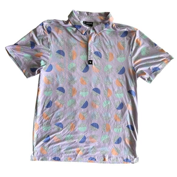 Bad Birdie Golf Polo Shirt Mens Medium Lot 3 Flamingo Tropical Abstract 80s 90s - Picture 11 of 11